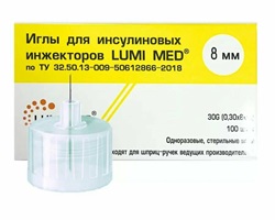 Иглы для шприц-ручек Люми Мед 30G, 0,3 мм (Lumi Med), длина 8 мм, №25